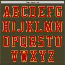 Laden Sie das Bild in den Galerie-Viewer, Custom Olive Red-Gold Bomber Varsity Letterman Salute To Service Zipper Jacket