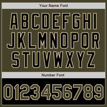 Laden Sie das Bild in den Galerie-Viewer, Custom Olive Black-Cream Bomber Varsity Letterman Two Tone Salute To Service Zipper Jacket