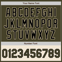 Laden Sie das Bild in den Galerie-Viewer, Custom Olive Black-Cream Bomber Varsity Letterman Two Tone Salute To Service Zipper Jacket