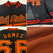 Загрузить изображение в средство просмотра галереи, Custom Texas Orange Vintage USA Flag Black-Cream Bomber Varsity Letterman Zipper Jacket