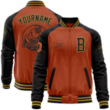 Загрузить изображение в средство просмотра галереи, Custom Texas Orange Old Gold-Black Bomber Varsity Letterman Two Tone Zipper Jacket