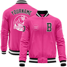 Загрузить изображение в средство просмотра галереи, Custom Pink Black-White Bomber Varsity Letterman Zipper Jacket