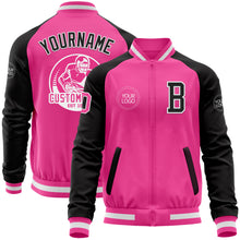 Charger l'image dans la galerie, Custom Pink White-Black Bomber Varsity Letterman Two Tone Zipper Jacket