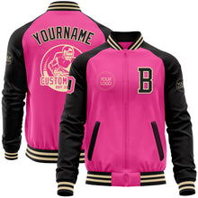 Charger l'image dans la galerie, Custom Pink Cream-Black Bomber Varsity Letterman Two Tone Zipper Jacket