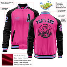 Charger l'image dans la galerie, Custom Pink Light Blue-Black Bomber Varsity Letterman Two Tone Zipper Jacket