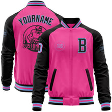 Charger l'image dans la galerie, Custom Pink Light Blue-Black Bomber Varsity Letterman Two Tone Zipper Jacket