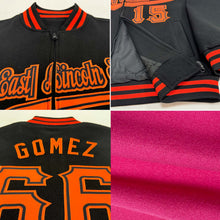 Laden Sie das Bild in den Galerie-Viewer, Custom Pink White-Light Blue Bomber Varsity Letterman Two Tone Zipper Jacket