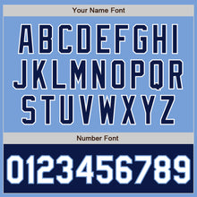 Laden Sie das Bild in den Galerie-Viewer, Custom Light Blue White-Navy Bomber Varsity Letterman Two Tone Zipper Jacket