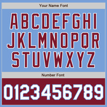 Laden Sie das Bild in den Galerie-Viewer, Custom Light Blue White-Crimson Bomber Varsity Letterman Two Tone Zipper Jacket