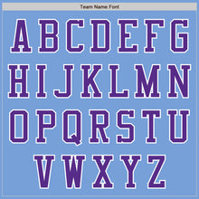 Load image into Gallery viewer, Custom Light Blue White-Purple Bomber Varsity Letterman Two Tone Zipper Jacket