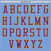 Load image into Gallery viewer, Custom Light Blue Gold-Purple Bomber Varsity Letterman Two Tone Zipper Jacket