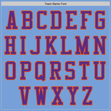 Load image into Gallery viewer, Custom Light Blue Orange-Purple Bomber Varsity Letterman Two Tone Zipper Jacket