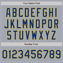Load image into Gallery viewer, Custom Gray Royal-Yellow Bomber Varsity Letterman Zipper Jacket