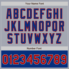 Laden Sie das Bild in den Galerie-Viewer, Custom Gray Red-Royal Bomber Varsity Letterman Two Tone Zipper Jacket