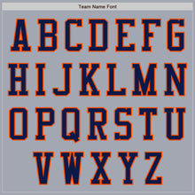 Load image into Gallery viewer, Custom Gray Orange-Navy Varsity Letterman Two Tone Zipper Jacket