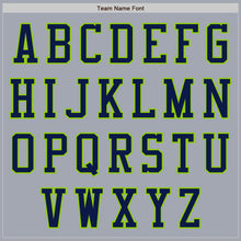 Laden Sie das Bild in den Galerie-Viewer, Custom Gray Neon Green-Navy Varsity Letterman Two Tone Zipper Jacket