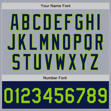 Laden Sie das Bild in den Galerie-Viewer, Custom Gray Neon Green-Navy Varsity Letterman Two Tone Zipper Jacket