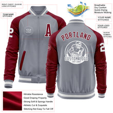 Загрузить изображение в средство просмотра галереи, Custom Gray White-Crimson Varsity Letterman Two Tone Zipper Jacket