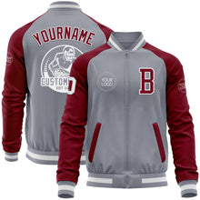 Загрузить изображение в средство просмотра галереи, Custom Gray White-Crimson Varsity Letterman Two Tone Zipper Jacket