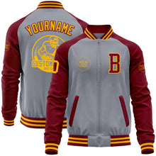 Загрузить изображение в средство просмотра галереи, Custom Gray Gold-Crimson Varsity Letterman Two Tone Zipper Jacket