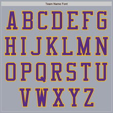 Laden Sie das Bild in den Galerie-Viewer, Custom Gray Gold-Purple Varsity Letterman Two Tone Zipper Jacket
