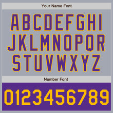 Laden Sie das Bild in den Galerie-Viewer, Custom Gray Gold-Purple Varsity Letterman Two Tone Zipper Jacket