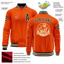 Laden Sie das Bild in den Galerie-Viewer, Custom Orange Black-Cream Bomber Varsity Letterman Zipper Jacket