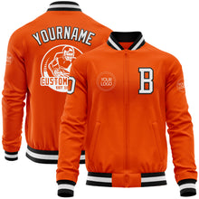 Загрузить изображение в средство просмотра галереи, Custom Orange White-Black Bomber Varsity Letterman Zipper Jacket
