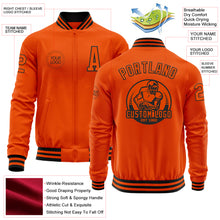 Загрузить изображение в средство просмотра галереи, Custom Orange Black Bomber Varsity Letterman Zipper Jacket