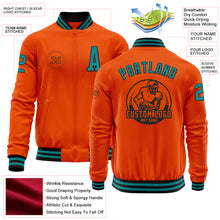 Загрузить изображение в средство просмотра галереи, Custom Orange Teal-Black Bomber Varsity Letterman Zipper Jacket