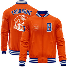 Загрузить изображение в средство просмотра галереи, Custom Orange Royal-White Bomber Varsity Letterman Zipper Jacket