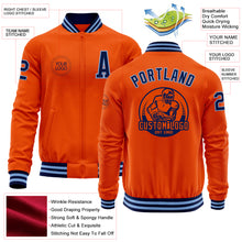 Загрузить изображение в средство просмотра галереи, Custom Orange Navy-Light Blue Bomber Varsity Letterman Zipper Jacket