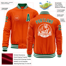 Загрузить изображение в средство просмотра галереи, Custom Orange Kelly Green-White Bomber Varsity Letterman Zipper Jacket