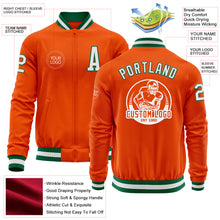 Загрузить изображение в средство просмотра галереи, Custom Orange White-Kelly Green Bomber Varsity Letterman Zipper Jacket