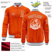 Загрузить изображение в средство просмотра галереи, Custom Orange White-Gray Bomber Varsity Letterman Zipper Jacket