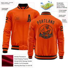 Загрузить изображение в средство просмотра галереи, Custom Orange Black Bomber Varsity Letterman Zipper Jacket