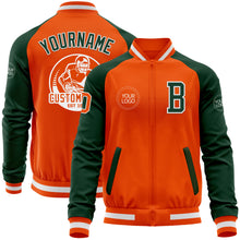 Charger l'image dans la galerie, Custom Orange White-Green Bomber Varsity Letterman Two Tone Zipper Jacket
