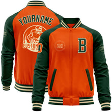 Laden Sie das Bild in den Galerie-Viewer, Custom Orange Cream-Green Bomber Varsity Letterman Two Tone Zipper Jacket