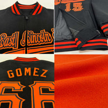 Laden Sie das Bild in den Galerie-Viewer, Custom Orange White-Black Bomber Varsity Letterman Two Tone Zipper Jacket
