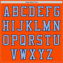 Laden Sie das Bild in den Galerie-Viewer, Custom Orange Navy-Light Blue Bomber Varsity Letterman Two Tone Zipper Jacket