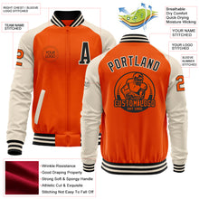 Загрузить изображение в средство просмотра галереи, Custom Orange Black-Cream Bomber Varsity Letterman Two Tone Zipper Jacket