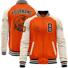 Загрузить изображение в средство просмотра галереи, Custom Orange Black-Cream Bomber Varsity Letterman Two Tone Zipper Jacket