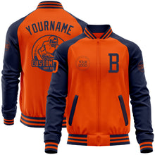 Загрузить изображение в средство просмотра галереи, Custom Orange Navy Bomber Varsity Letterman Two Tone Zipper Jacket