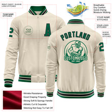 Загрузить изображение в средство просмотра галереи, Custom Cream Kelly Green-Black Bomber Varsity Letterman Zipper Jacket