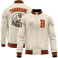 Загрузить изображение в средство просмотра галереи, Custom Cream Orange-Black Bomber Varsity Letterman Zipper Jacket