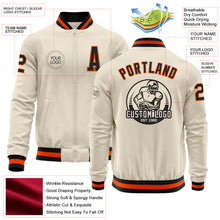 Laden Sie das Bild in den Galerie-Viewer, Custom Cream Black-Orange Bomber Varsity Letterman Zipper Jacket