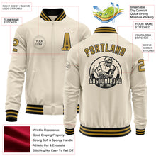Загрузить изображение в средство просмотра галереи, Custom Cream Old Gold-Black Bomber Varsity Letterman Zipper Jacket