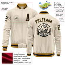 Загрузить изображение в средство просмотра галереи, Custom Cream Black-Old Gold Bomber Varsity Letterman Zipper Jacket