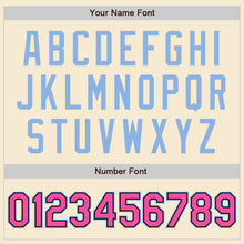 Laden Sie das Bild in den Galerie-Viewer, Custom Cream Pink Black-Light Blue Bomber Varsity Letterman Zipper Jacket