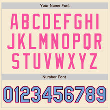 Laden Sie das Bild in den Galerie-Viewer, Custom Cream Light Blue Black-Pink Bomber Varsity Letterman Zipper Jacket